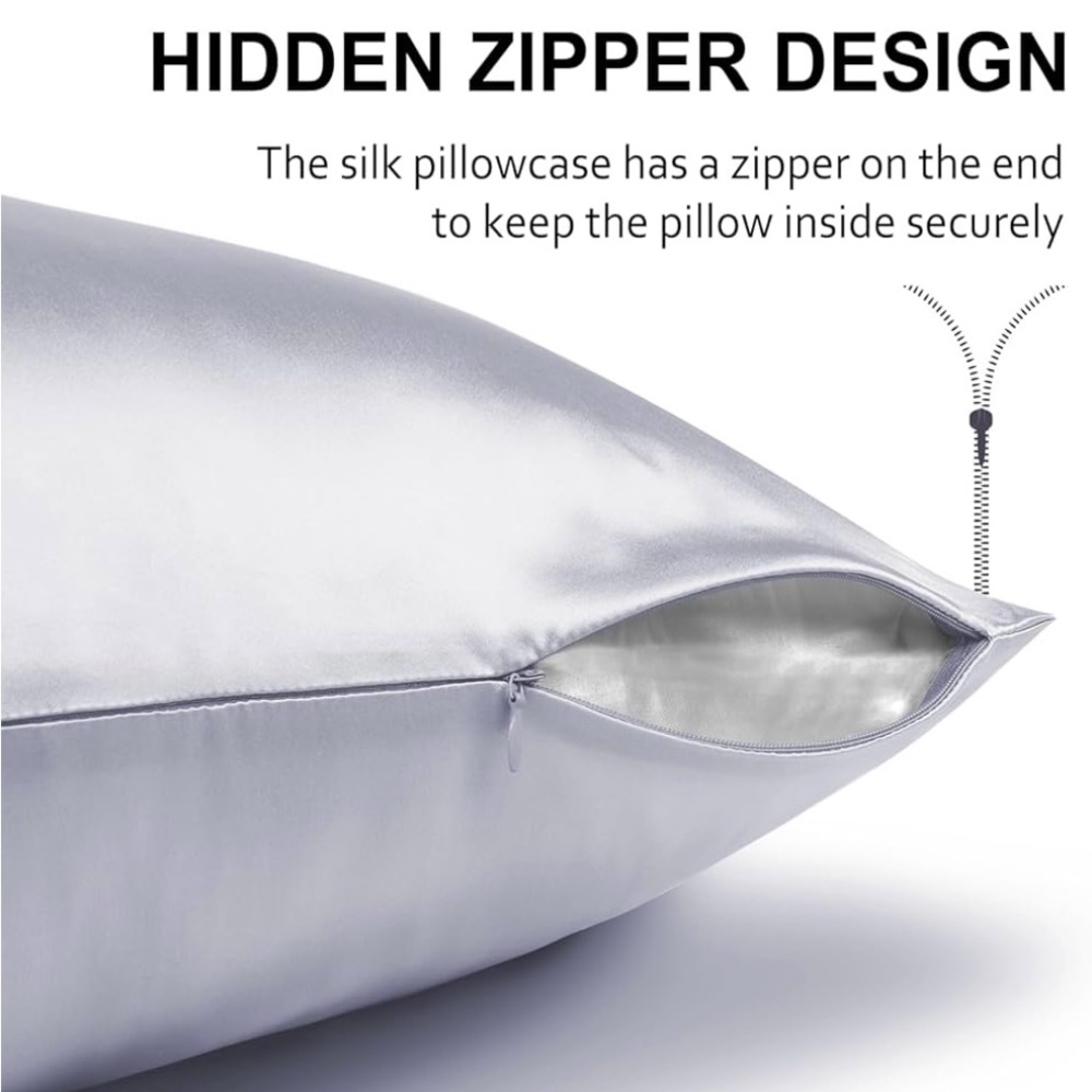 Luxury Silver Silk Pillowcase by Ravmix - Picture 6 of 8